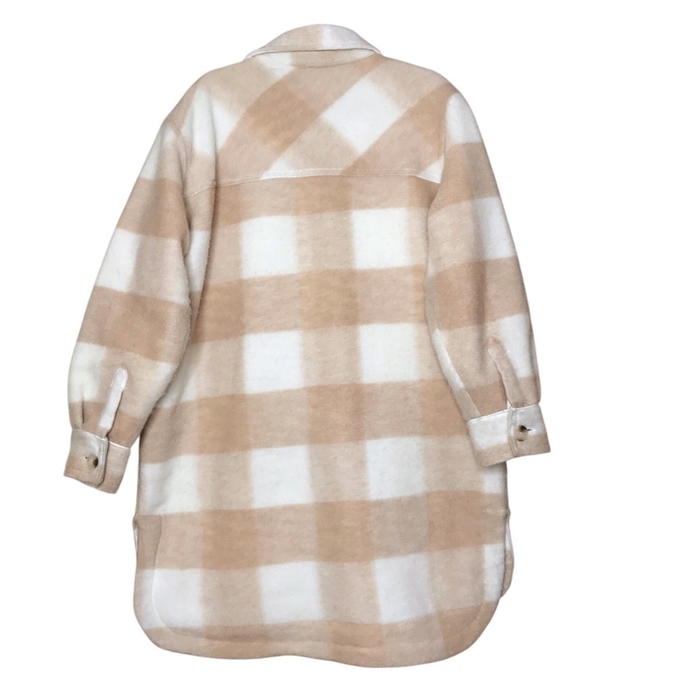 XL Jilly Jillian Harris x Joe Fresh Tan Cream Shacket Tunic Length Plaid - Picture 7 of 13